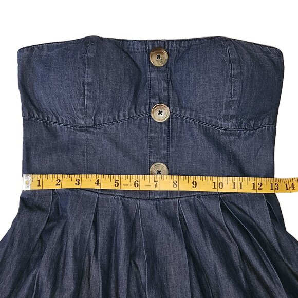 ARDENE Blue Strapless Padded Bust Denim Mini Dress Size Medium - Picture 5 of 8